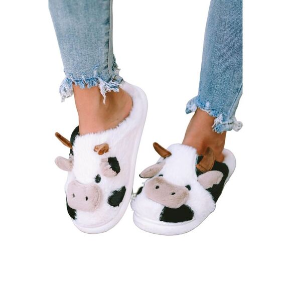 Azura Exchange  Cartoon Animal Cow Plush Slippers - Picture 7 of 8